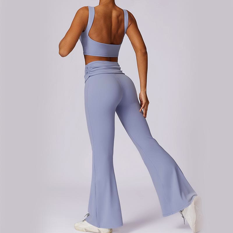 Nimara Ritual Sleeveless Backless Strap Tank Top Bra Flared Pants Sports Fitness Yoga