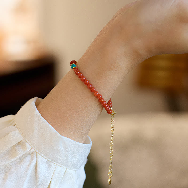 Nimara Ritual 925 Sterling Silver Plated Gold Natural Red Agate Turquoise Confidence Bracelet Necklace Pendant Ring Set