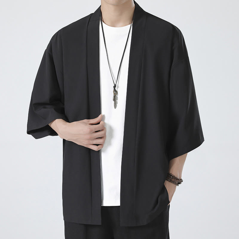 Nimara Ritual Solid Color Open Front Jacket Men's Kimono
