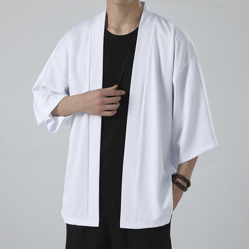 Nimara Ritual Solid Color Open Front Jacket Men's Kimono