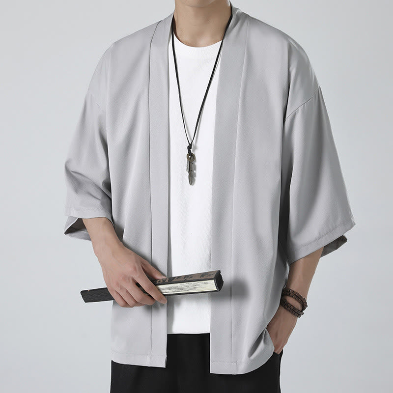 Nimara Ritual Solid Color Open Front Jacket Men's Kimono