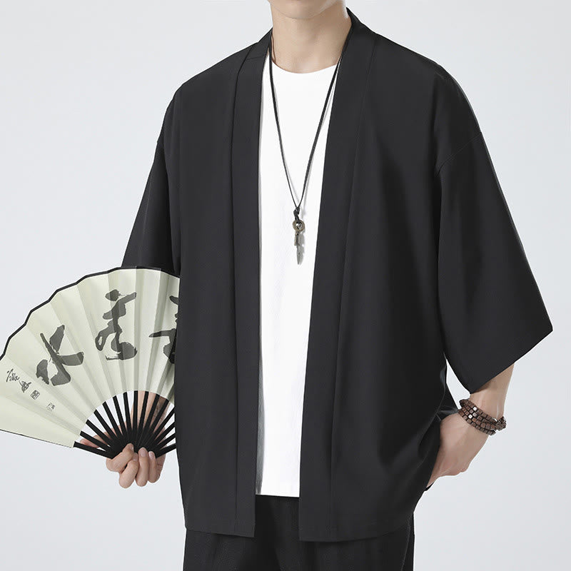 Nimara Ritual Solid Color Open Front Jacket Men's Kimono
