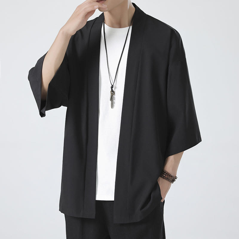 Nimara Ritual Solid Color Open Front Jacket Men's Kimono