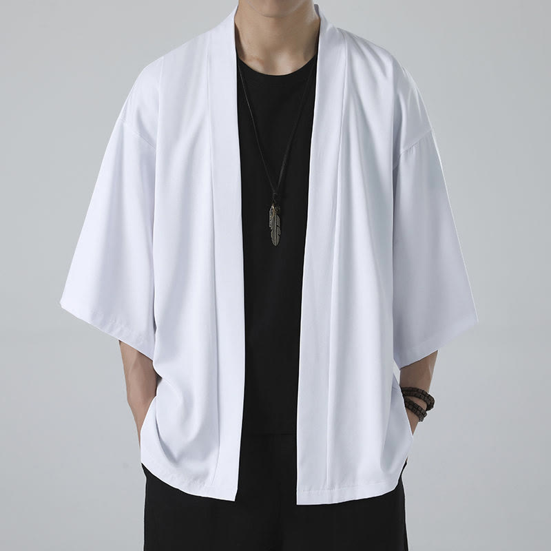 Nimara Ritual Solid Color Open Front Jacket Men's Kimono
