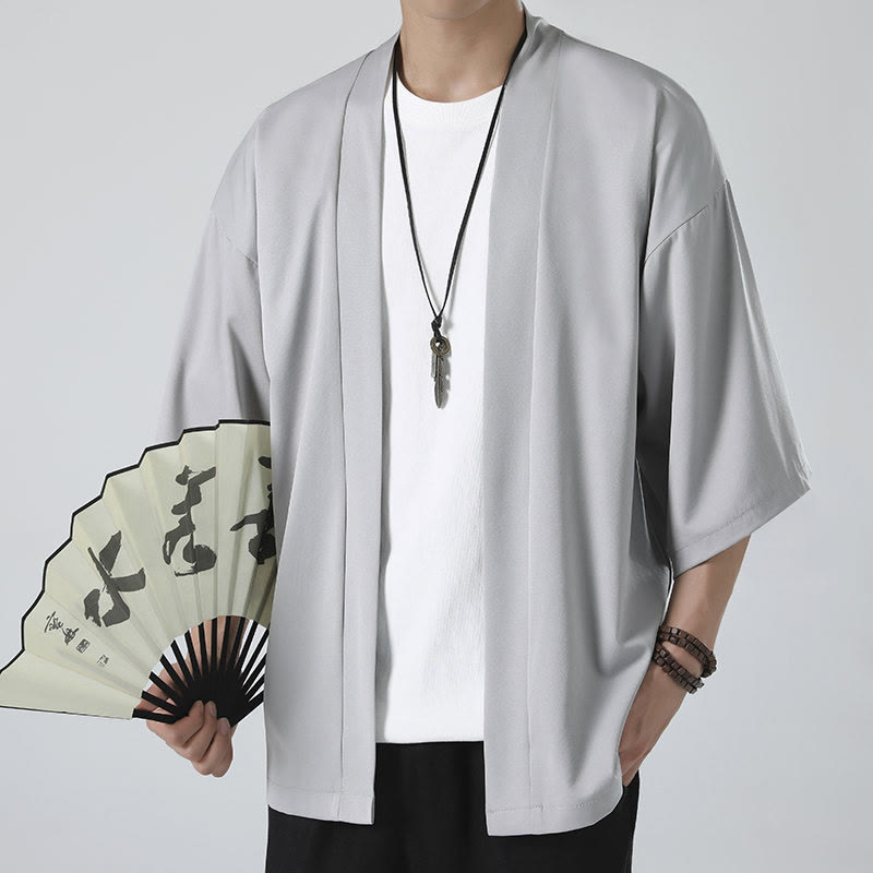 Nimara Ritual Solid Color Open Front Jacket Men's Kimono