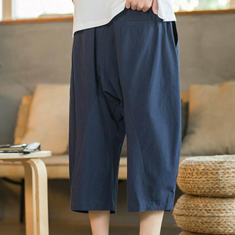 Nimara Ritual Solid Color Mid-length Men's Wide Leg Pants With Pockets