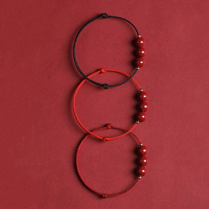 Nimara Ritual Natural Lucky Cinnabar Bead Blessing String Bracelet Anklet
