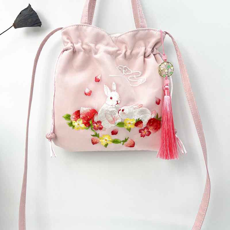Nimara Ritual Suzhou Embroidery Lotus Deer Epiphyllum Peony Rabbit Cotton Linen Tote Crossbody Bag Shoulder Bag Handbag
