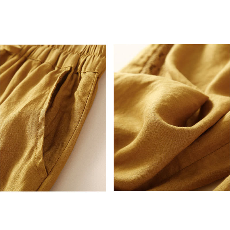Nimara Ritual Solid Color Flower Loose Drawstring Harem Pants With Pockets