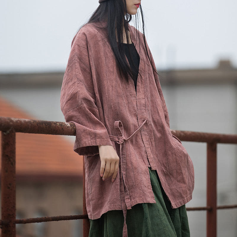 Nimara Ritual Tie Dye Lace-up Design Coat Zen Meditation Open Front Top Jacket