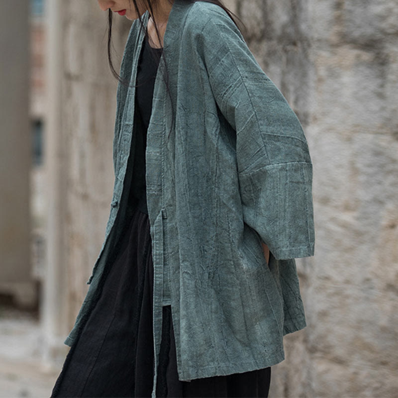 Nimara Ritual Tie Dye Lace-up Design Coat Zen Meditation Open Front Top Jacket