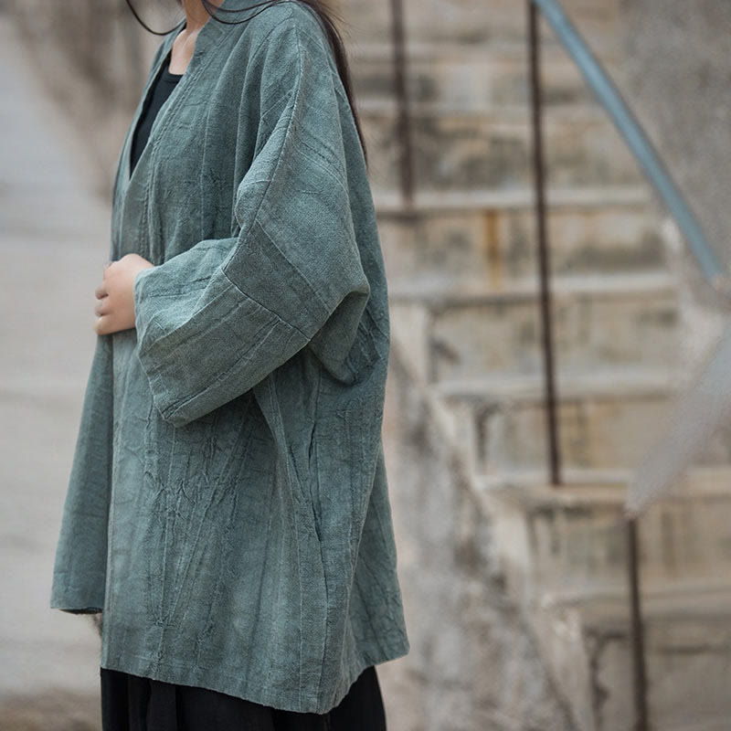 Nimara Ritual Tie Dye Lace-up Design Coat Zen Meditation Open Front Top Jacket