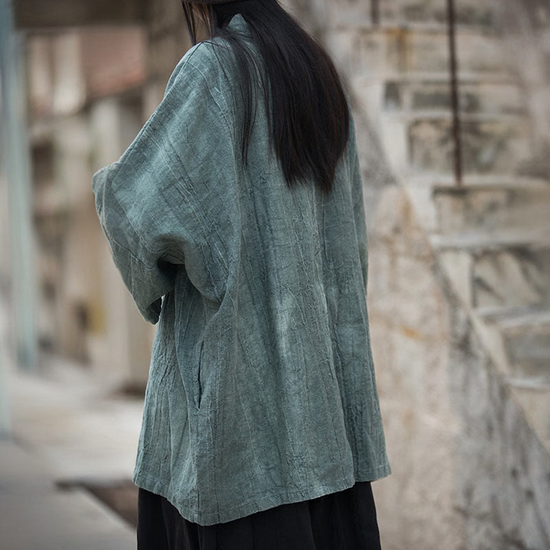 Nimara Ritual Tie Dye Lace-up Design Coat Zen Meditation Open Front Top Jacket