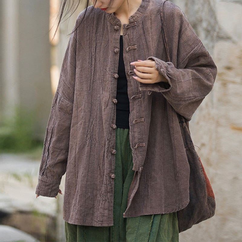 Nimara Ritual Tie Dye Frog-Button Long Sleeve Zen Meditation Open Front Jacket