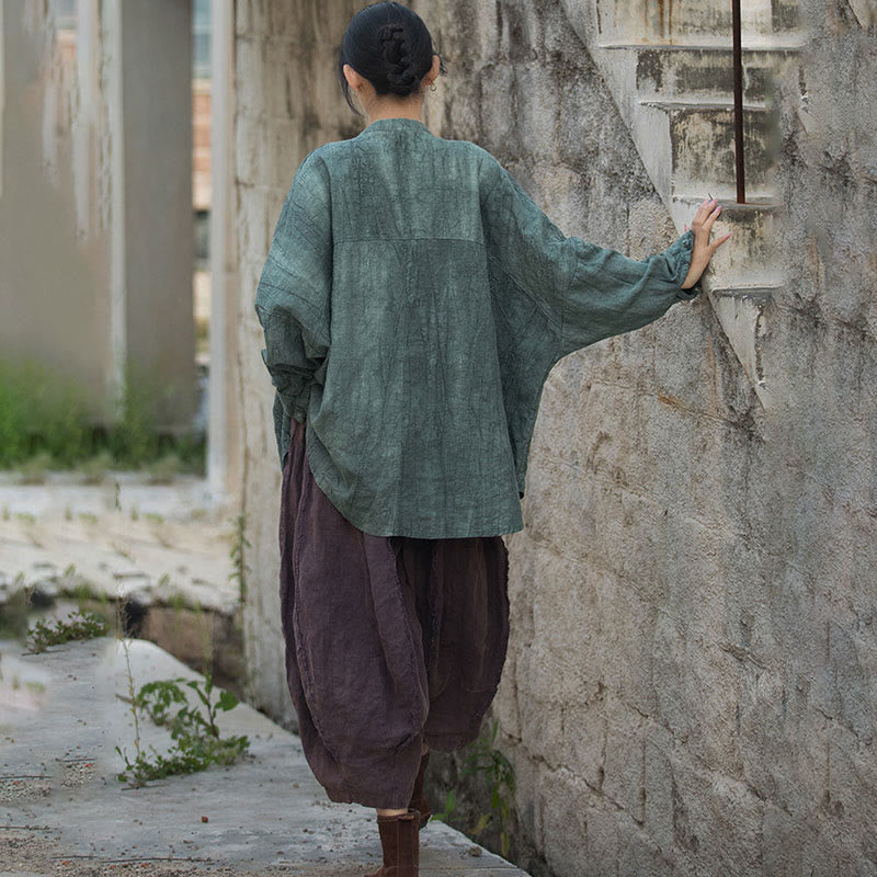Nimara Ritual Tie Dye Frog-Button Long Sleeve Zen Meditation Open Front Jacket