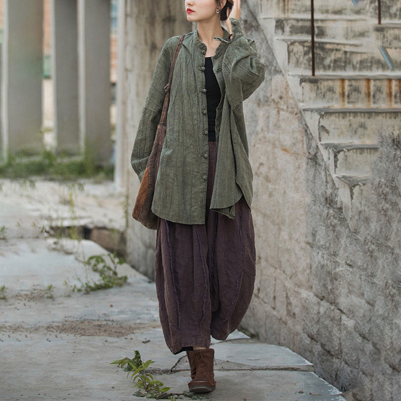 Nimara Ritual Tie Dye Frog-Button Long Sleeve Zen Meditation Open Front Jacket