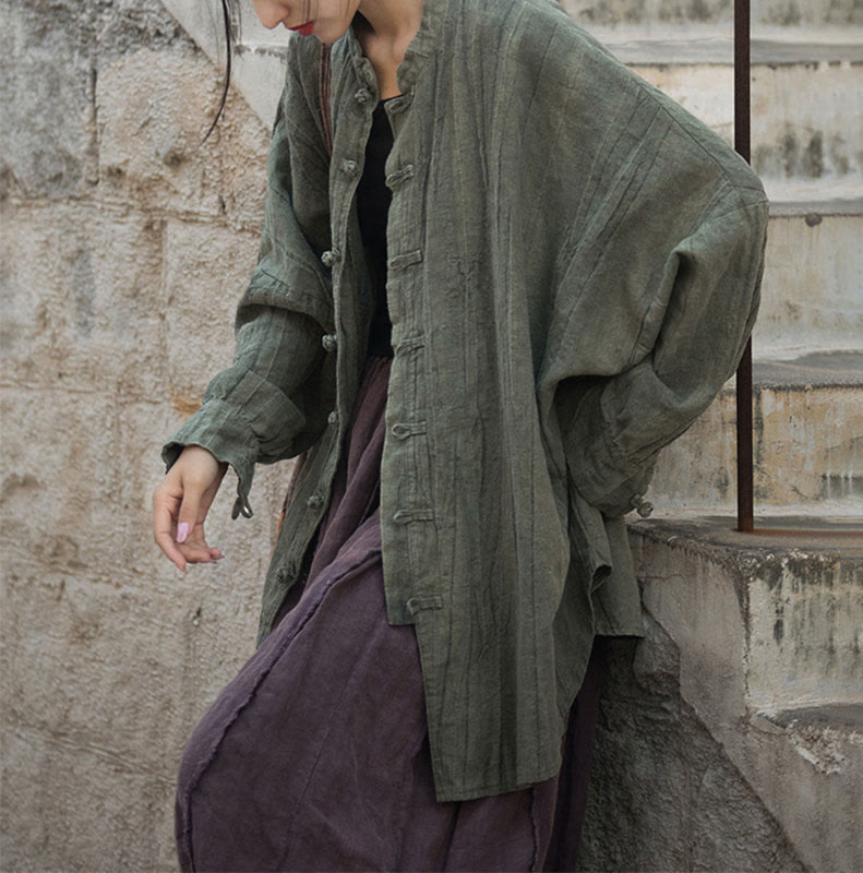 Nimara Ritual Tie Dye Frog-Button Long Sleeve Zen Meditation Open Front Jacket