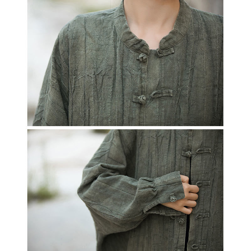 Nimara Ritual Tie Dye Frog-Button Long Sleeve Zen Meditation Open Front Jacket