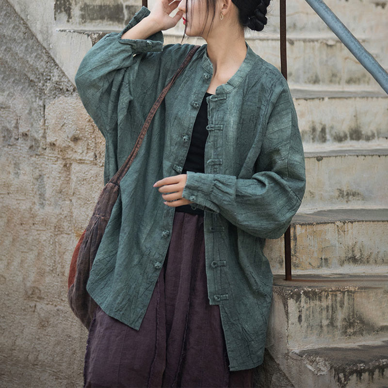 Nimara Ritual Tie Dye Frog-Button Long Sleeve Zen Meditation Open Front Jacket