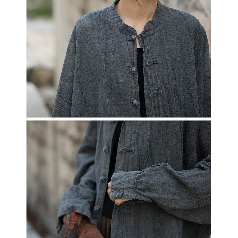 Nimara Ritual Tie Dye Frog-Button Long Sleeve Zen Meditation Open Front Jacket