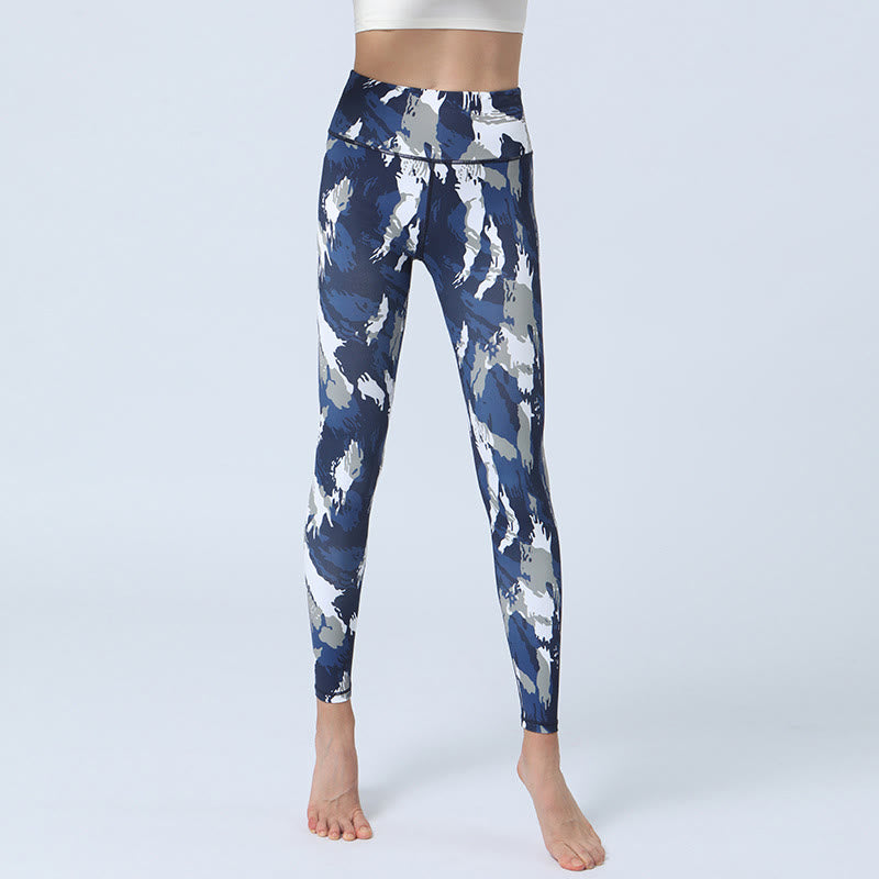 Nimara Ritual Flowers Leaves Print Sports Fitness Yoga High Waist Leggings Women's Yoga Pants