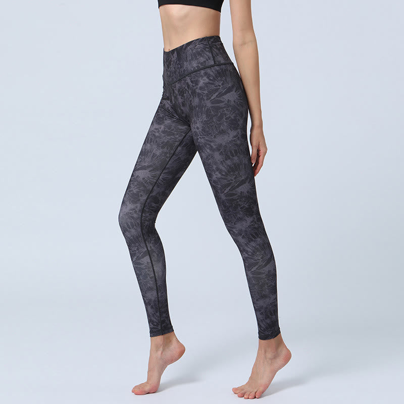 Nimara Ritual Flowers Leaves Print Sports Fitness Yoga High Waist Leggings Women's Yoga Pants