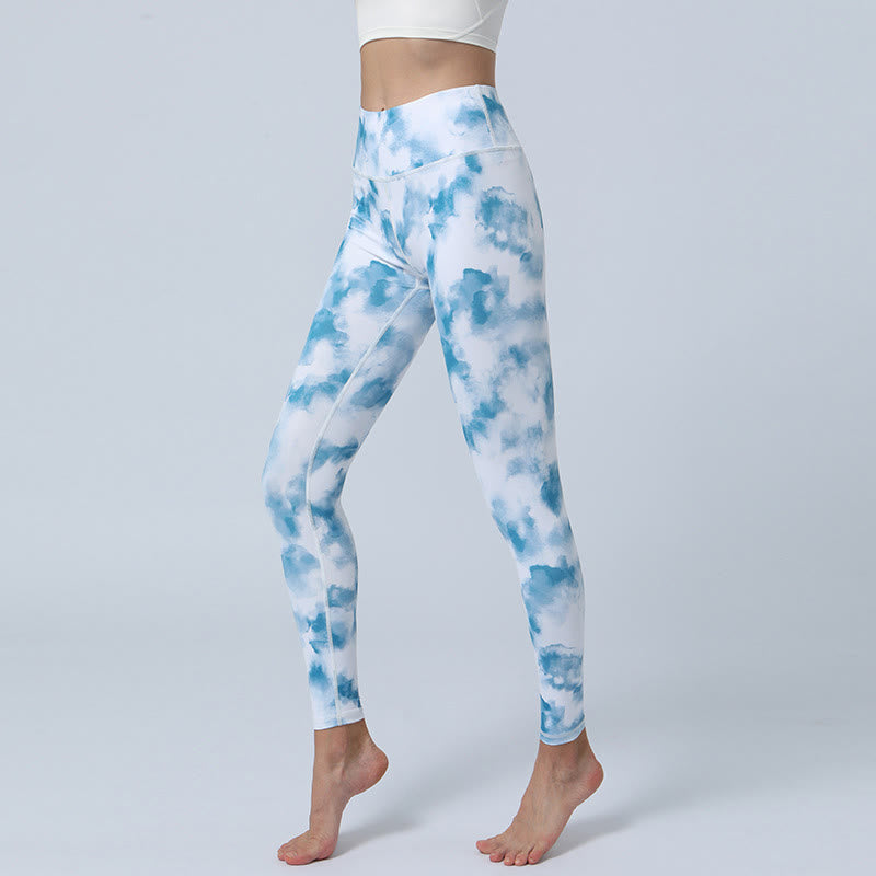 Nimara Ritual Flowers Leaves Print Sports Fitness Yoga High Waist Leggings Women's Yoga Pants