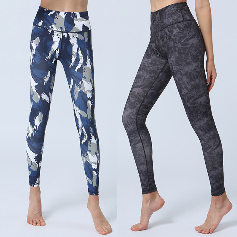 Nimara Ritual Flowers Leaves Print Sports Fitness Yoga High Waist Leggings Women's Yoga Pants
