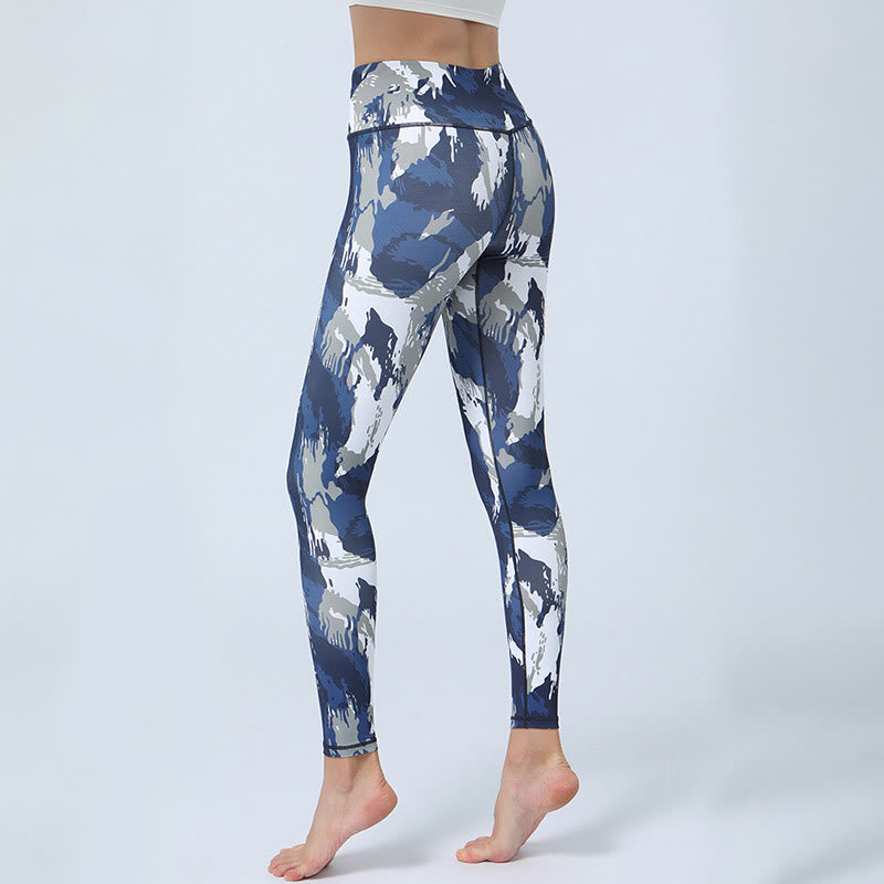 Nimara Ritual Flowers Leaves Print Sports Fitness Yoga High Waist Leggings Women's Yoga Pants