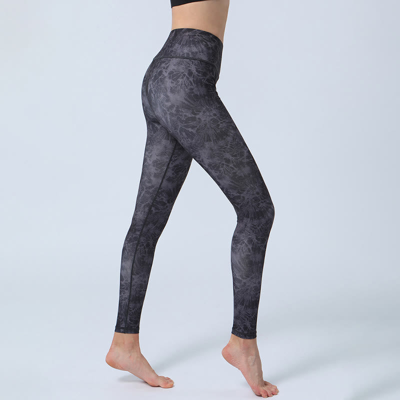 Nimara Ritual Flowers Leaves Print Sports Fitness Yoga High Waist Leggings Women's Yoga Pants