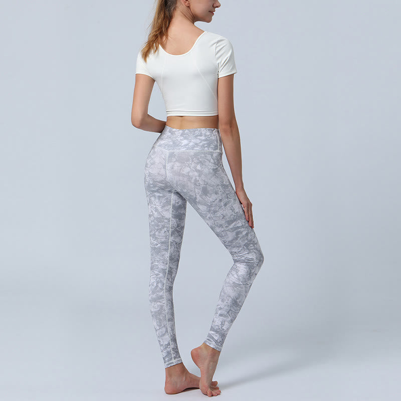 Nimara Ritual Flowers Leaves Print Sports Fitness Yoga High Waist Leggings Women's Yoga Pants
