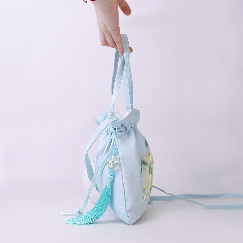 Nimara Ritual Suzhou Embroidery Lotus Deer Epiphyllum Peony Rabbit Cotton Linen Tote Crossbody Bag Shoulder Bag Handbag