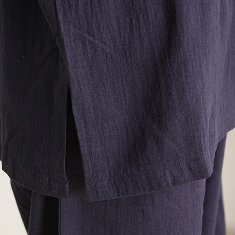 Nimara Ritual 2Pcs V-Neck Three Quarter Sleeve Shirt Top Pants Meditation Zen Tai Chi Clothing Women's Set