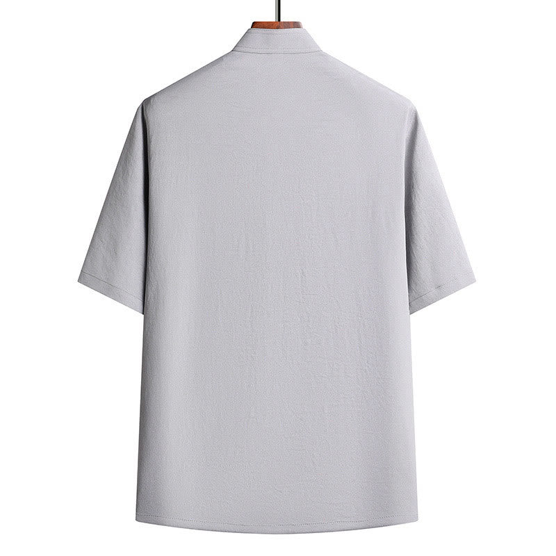 Nimara Ritual Fu Character Tang Suit Hanfu Traditional Uniform Short Sleeve Top Pants Clothing Men's Set
