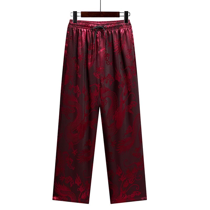 Nimara Ritual Dragon Pattern Tang Suit Hanfu Traditional Uniform Short Sleeve Top Pants Clothing Men's Set