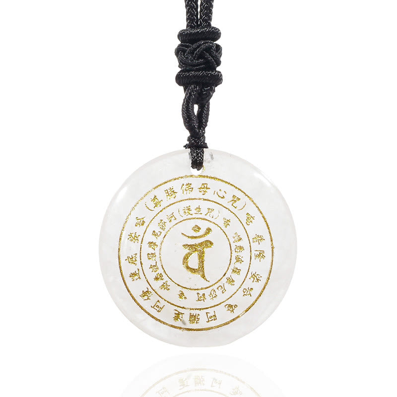 Nimara Ritual Vairocana Tathagata Sanskrit Mantra Various Crystal Black Obsidian Green Aventurine Strength Necklace Pendant