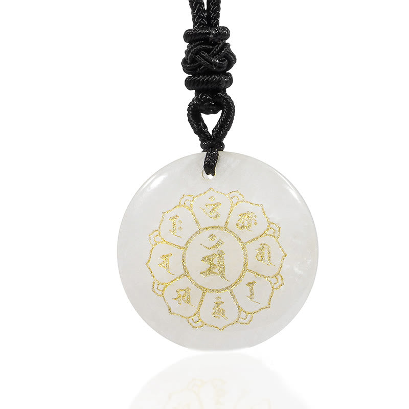 Nimara Ritual Om Mani Padme Hum Natural Various Crystal Black Obsidian Strength Necklace Pendant