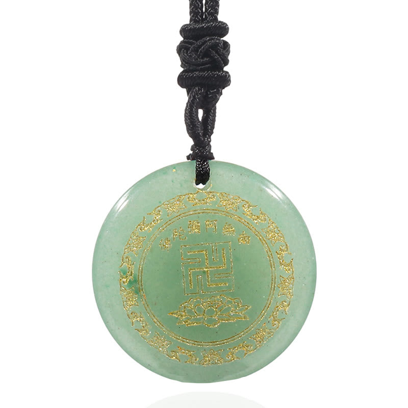 Nimara Ritual Swastika Lotus Pattern Natural Various Crystal Black Obsidian Purification Necklace Pendant