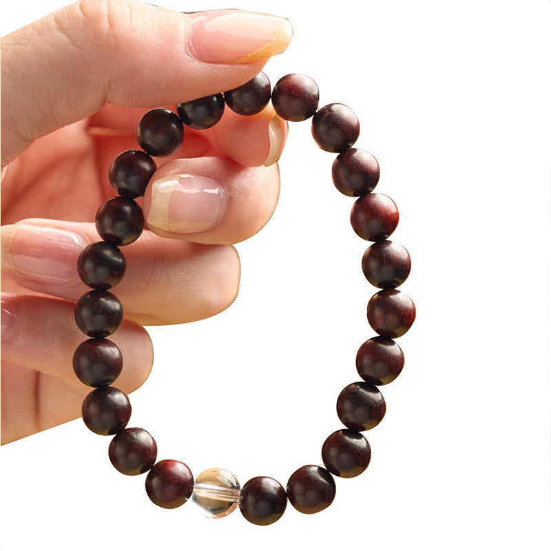 Nimara Ritual Small Leaf Red Sandalwood White Crystal Protection Bracelet