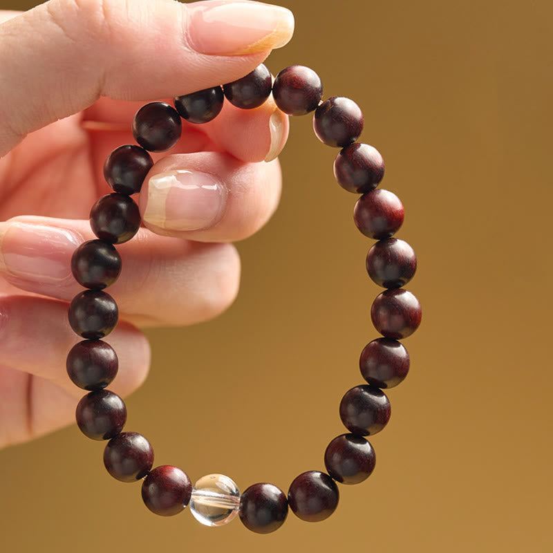 Nimara Ritual Small Leaf Red Sandalwood White Crystal Protection Bracelet