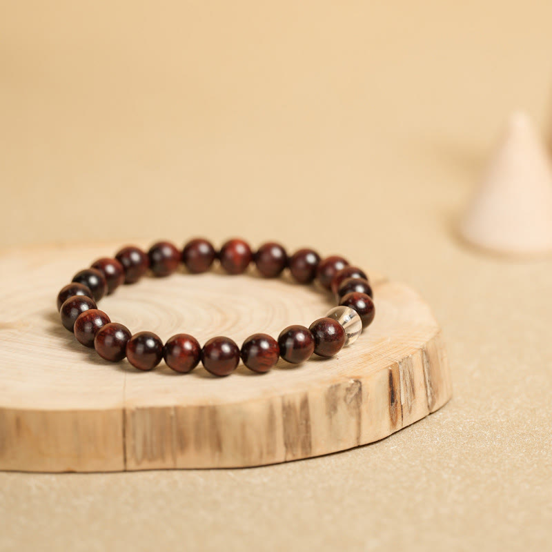 Nimara Ritual Small Leaf Red Sandalwood White Crystal Protection Bracelet