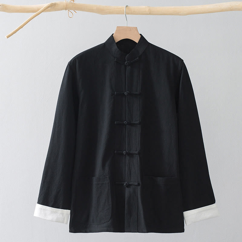 Nimara Ritual Frog-Button Chinese Tang Suit Shirt Cotton Linen Men Jacket Clothing