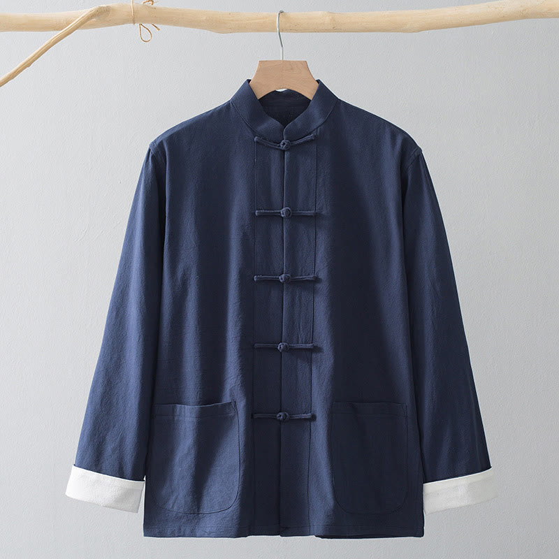 Nimara Ritual Frog-Button Chinese Tang Suit Shirt Cotton Linen Men Jacket Clothing