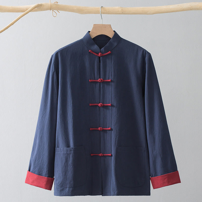 Nimara Ritual Frog-Button Chinese Tang Suit Shirt Cotton Linen Men Jacket Clothing
