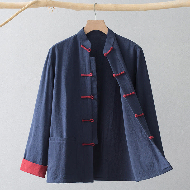 Nimara Ritual Frog-Button Chinese Tang Suit Shirt Cotton Linen Men Jacket Clothing