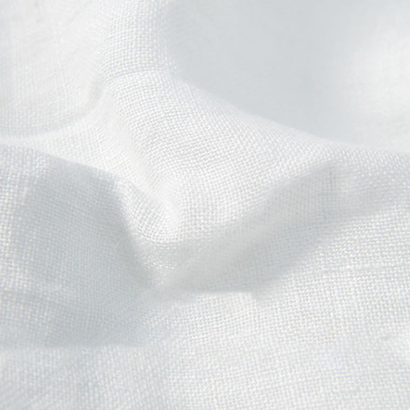 Nimara Ritual Solid Color Short Sleeve Half Button Shirt Cotton Linen Men Clothing