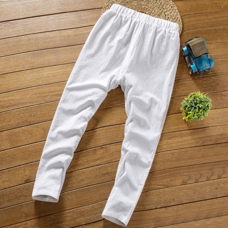 Nimara Ritual 2Pcs Solid Color Cotton Button Short Sleeve T-shirt Pants Men's Set