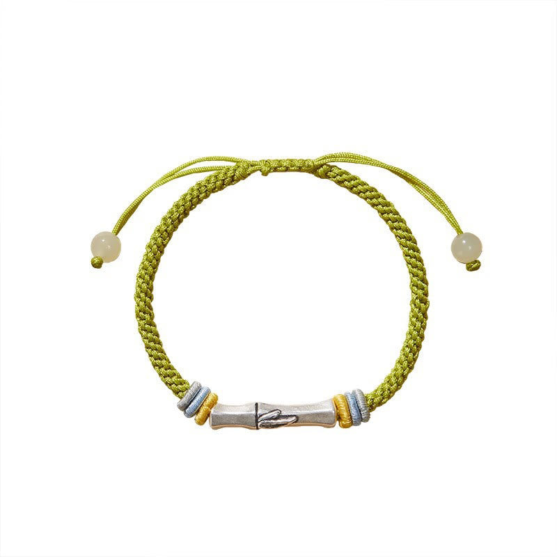 Nimara Ritual 999 Sterling Silver Red String Bamboo Enlightenment Bracelet