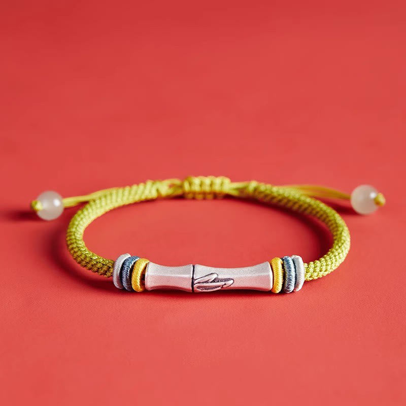 Nimara Ritual 999 Sterling Silver Red String Bamboo Enlightenment Bracelet