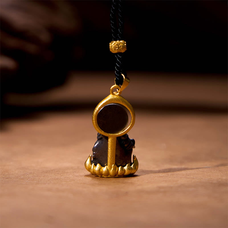 Nimara Ritual Tibetan Yellow Jambhala Yellow God of Wealth Buddha Serenity Necklace Pendant